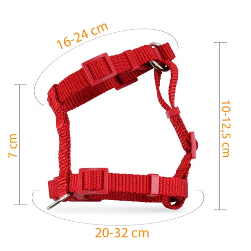 Prémiový postroj, XXS-XS: 20–30 cm/10 mm, červený