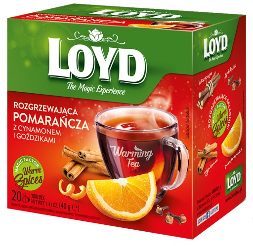 Zimný hrejivý čaj Pomaranč so škoricou a klinčekmi 20T. LOYD