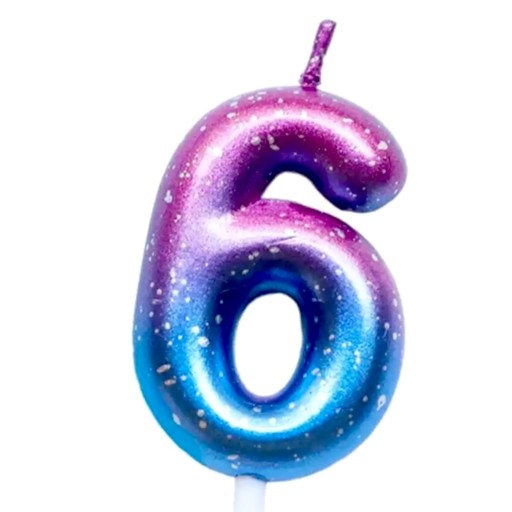 Narodeninová SVIEČKA na galaxy tortu NARODENINY ČÍSLO 6 šesť