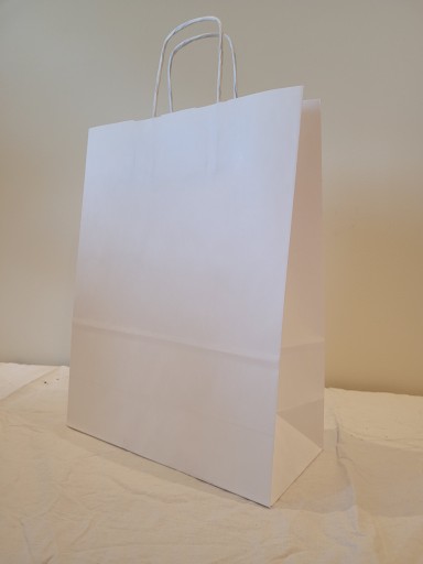 Papierová taška 25x11x32 biela 100g/m2 veľmi PEVNÁ A4