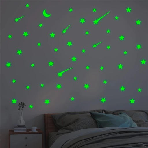 Fluorescenčné nálepky Žiariace hviezdy 108 kusov Dekoratívne