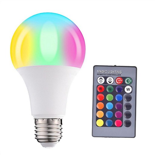 LED žiarovka E27 10W CCD RGBW STUDENÁ DISCO + DIAĽK
