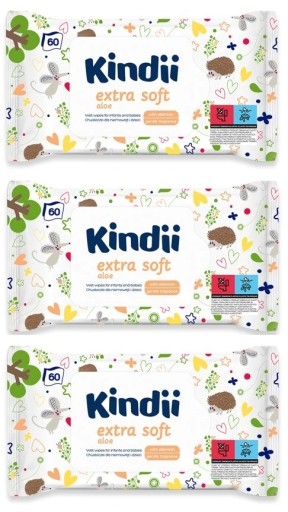 KINDII VLHČENÉ Utierky EXTRA SOFT 3x60 ks.