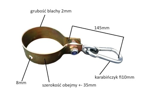 Háčiková svorka pre montáž hojdacej siete 80mm + karabína, certifikát AGH