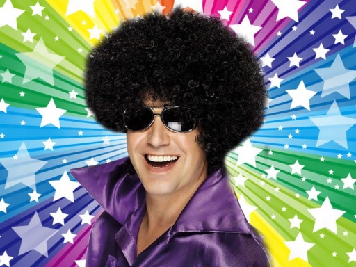 AFRO Parochňa ČIERNA KUČERATÉ VLASY PÁRTY maškarné šaty NA SILVESTRA