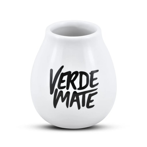 Biela keramická tekvica s logom Verde Mate, 350 ml