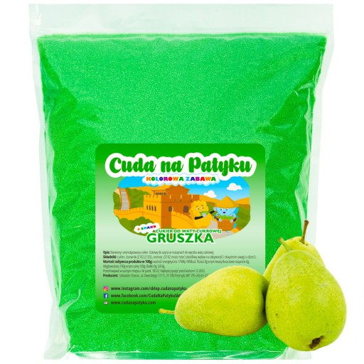 Farebný cukor do stroja na cukrovú vatu, HRUŠKA 1KG