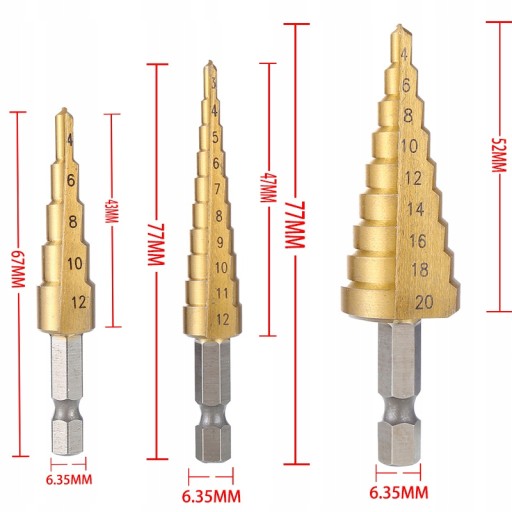 Stupňovité kónické vrtáky do kovu 4 - 20 mm