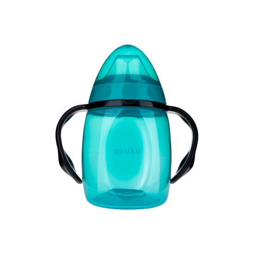 AKUKU STRIEBORNÝ HRNČEK S MÄKKÝM SILIKÓNOVÝM NÁDOBOM + ÚSTA 280ml A0366