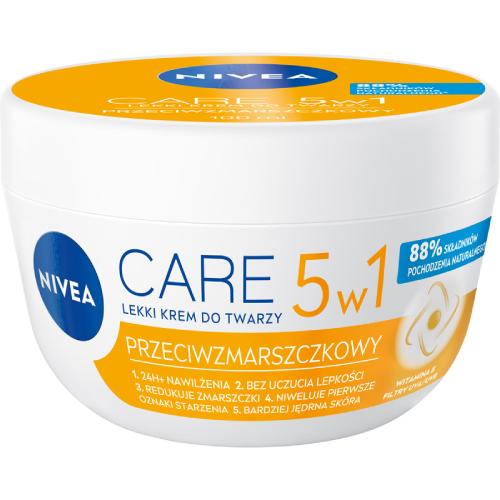 NIVEA Care 5v1 ľahký krém na tvár proti vráskam, 100 ml