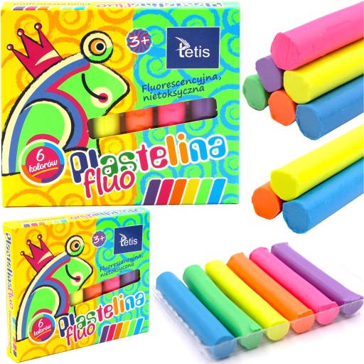 Fluo Tetis KP002-A školská plastelína, 6 farieb