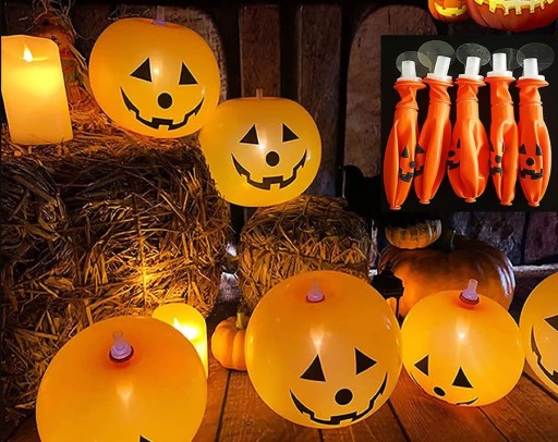 Tekvicové balóniky Svietiace LED Na Halloween Balóny so svetelnou dekoráciou 5 ks.