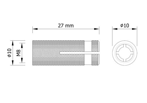 1x Mosadzná rozperná objímková kotva m8 x 28 mm