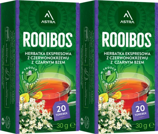 Bylinkový čaj v sáčkoch Astra Rooibos baza čierna 20 ks x2