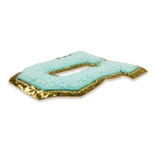 PATCH LETTER U, veľká aplikácia Font cyan glitter