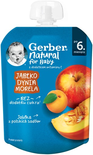 GERBER dezert v tube jablko tekvica marhuľa 80g
