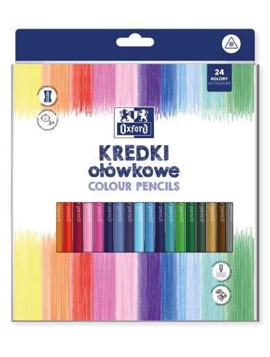 OXFORD TROJUHOLNÍKOVÁ CERUŽKA FARBA 24 KS SO BRÚTKOM 24 FARB.
