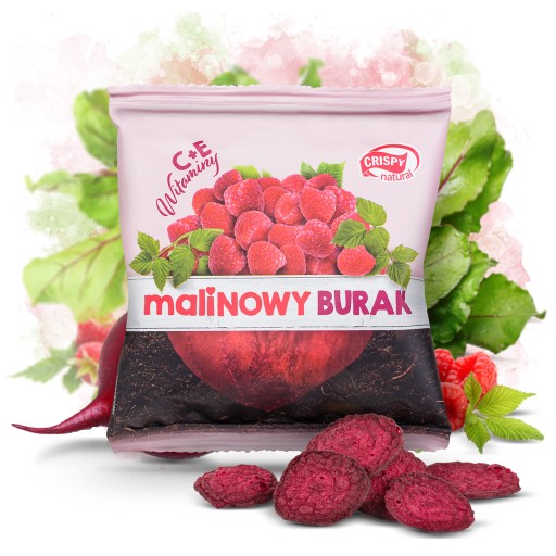 Sušená MALINOVÁ REPA Cviklové chipsy s malinami, sušená zelenina, cvikla, 18g