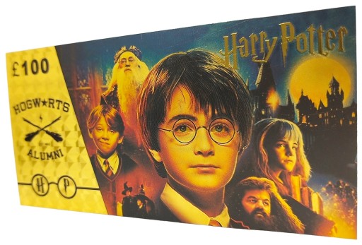 Harry Potter 100 librová krásna pozlátená bankovka