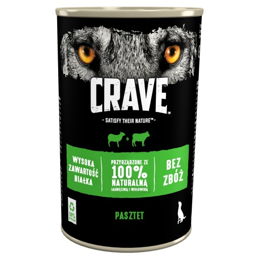CRAVE bezobilné mokré krmivo pre psov s jahňacím a hovädzím mäsom, plechovka 400 g
