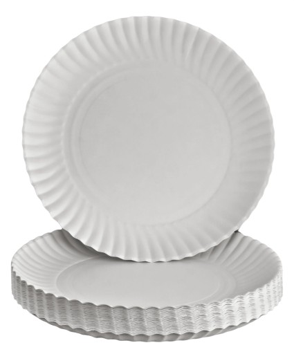 RIGIDNÉ papierové taniere Biely jednorázový narodeninový GRIL 23cm 50ks