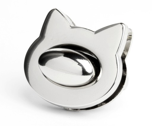 Ozdobné kovové pracky na tašku Silver Cat