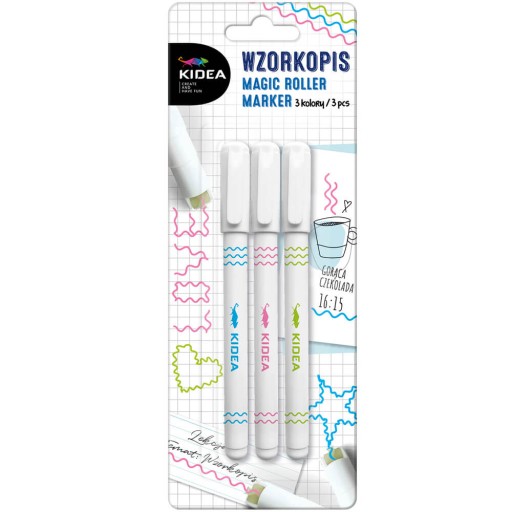 Popisovač so vzorom KIDEA, 3 farby, zdobiace pero