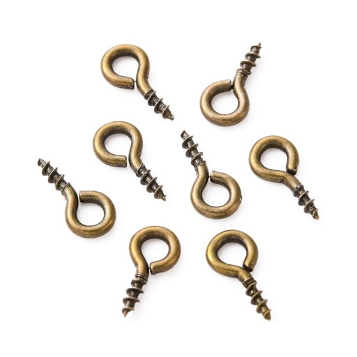 haw37 montážne háčiky očko 4x8mm 100 ks - farba mosadz