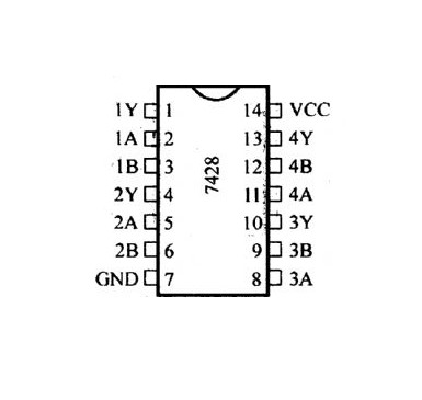 74LS28 IC: 4x 2-vstupové hradla NOR