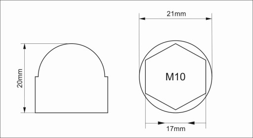 Krycia krytka skrutky | závit M10 100 ks GRAFIT