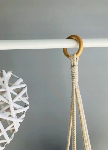 Drevený bukový krúžok 55 mm na závesové tyče Macrame Ring