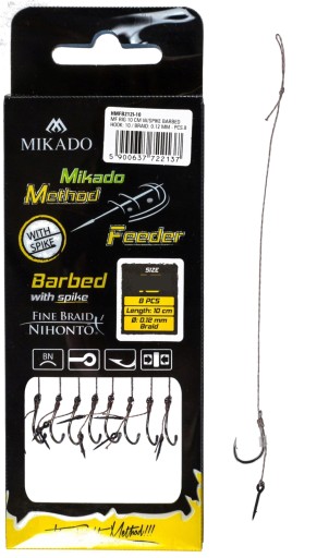 MF RIG - S IHLOU - ostnatý háčik č.12 / oplet: 0,12mm/10cm - bal 8