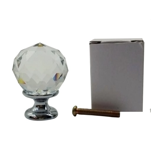 GOMBÍK, sklo CRYSTAL 30mm, brilantná NÁBYTKOVÁ ÚCHYTKA