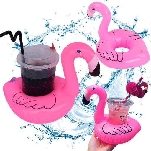Nafukovací držiak na nápoje hrnček Coaster Flamingo for Water Drinks Pink