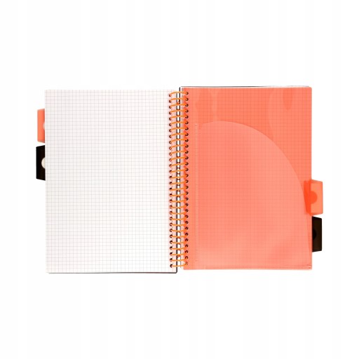 PUKKA PROJECT BOOK PP NEON BLACK Zápisník B5 kruh, oranžový kockovaný
