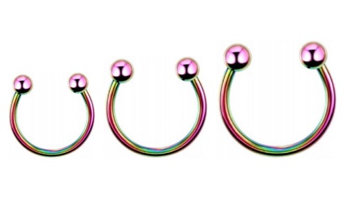 Piercing do nosa, ucha, podkovy s loptičkami SS316L 1,2/8/3+3 mm