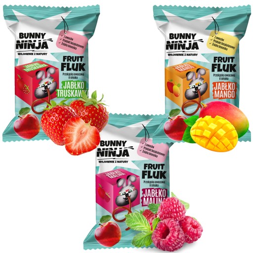 Zajačik NINJA ovocná pochúťka OVOCNÁ FLUK šnúrka bez cukru MIX CHUŤ 3x