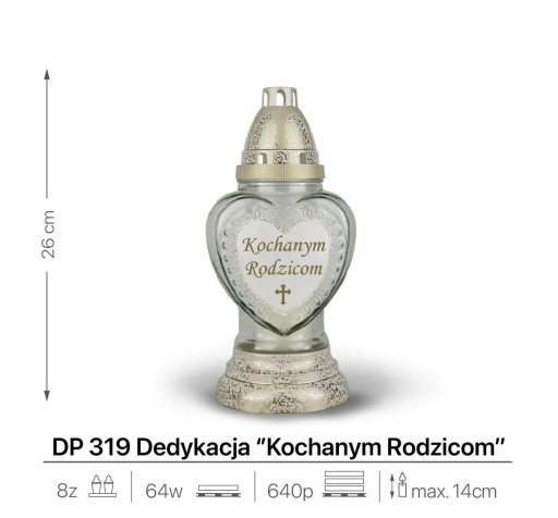 Sviečka s venovaním pre milovaných rodičov Biela 26 cm DP319 Sviečka s vložkou