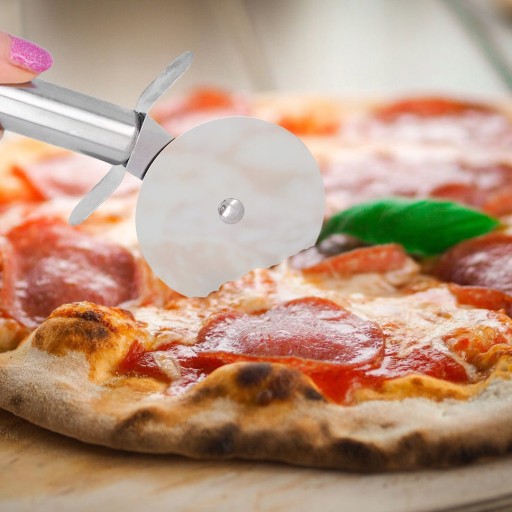 Nôž na PIZZA nerezový ostrý okrúhly vrúbkovaný krájač na krájanie