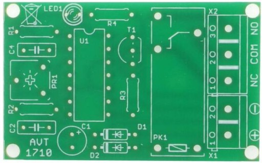 Nastaviteľný spínač oneskorenia, AVT1710 PCB