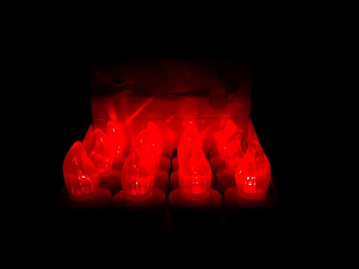 LED vložky na batérie R6 na sviečky, vložky do sviečok, elektrické červené vložky