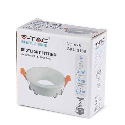 V-TAC GU10 zapustené očko okrúhle biele VT-876-RD 3-ročná záruka