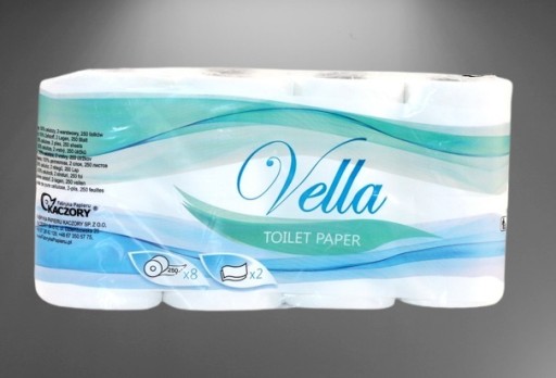 Vella TOALETNÝ PAPIER biely 2 vrstvy 8 VALCOV