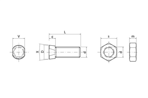 1234C2FP025 Skrutka pluhu s maticou M12 x 34