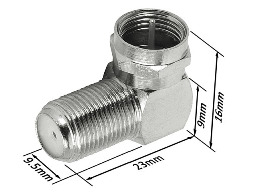 RF anténny adaptér F/zástrčka-F/zásuvka uhlová 75Ohm