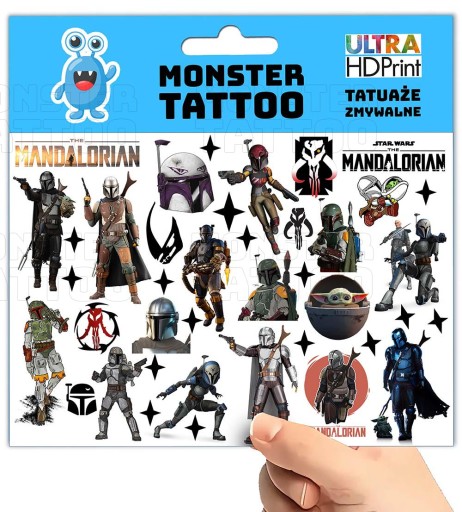 UMÝVAJÚCE TETOVANIE PRE DETI MANDALORIAN STAR WARS ORIGINÁLNE DIZAJNY