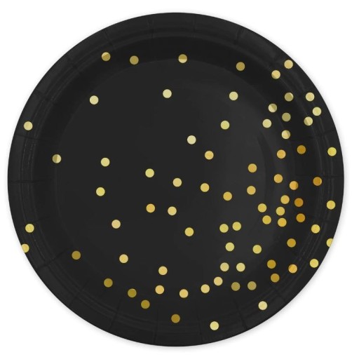 PAPIEROVÉ TANIERE ČIERNE ZLATÉ BODKY 18cm 6ks