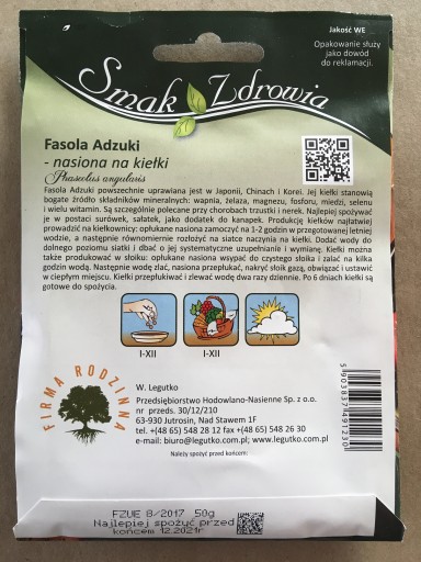 Semená na klíčky Fazuľa Adzuki 50g - Semená - W. Legutko