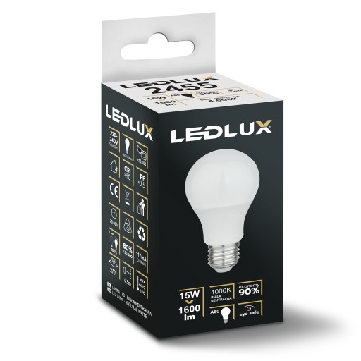 E27 LED žiarovka 15W = 120W SMD 4000K neutrálna Premium LEDLUX nebliká