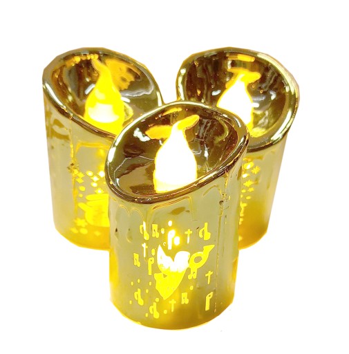 DEKORATÍVNA SVIEČKA VIANOČNÁ SVIEČKA LED VLOŽKA NA BATÉRIOVÉ OVLÁDANIE ZLATÁ 5,5 x 3,5 CM